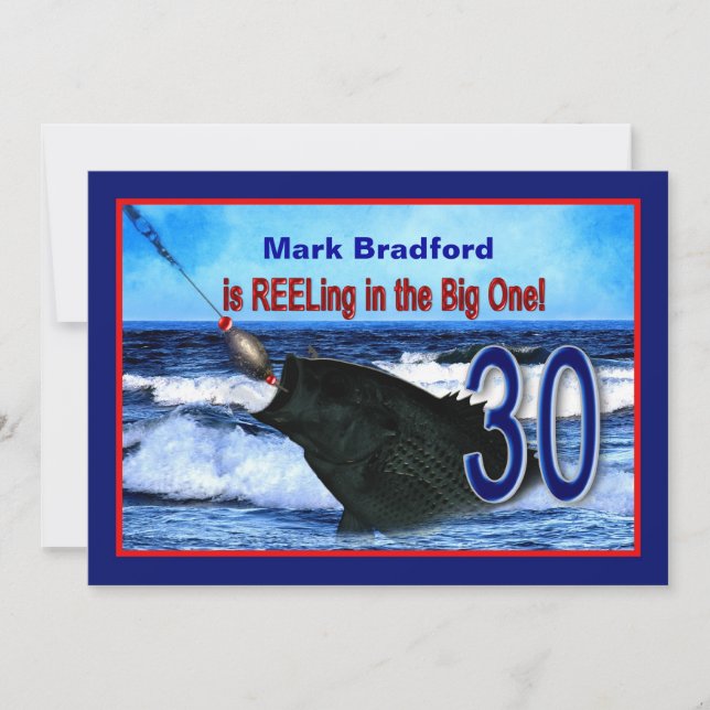 30års födelsedag - Inbjudan/fiske/påfyllning Inbjudningar (Framsida)