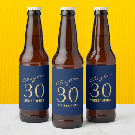 30års födelsedag Kapitel 30 Blue Guld Ölflaska Etikett