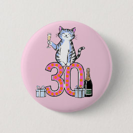 30års födelsedag-katten firande 30 år trettio knapp