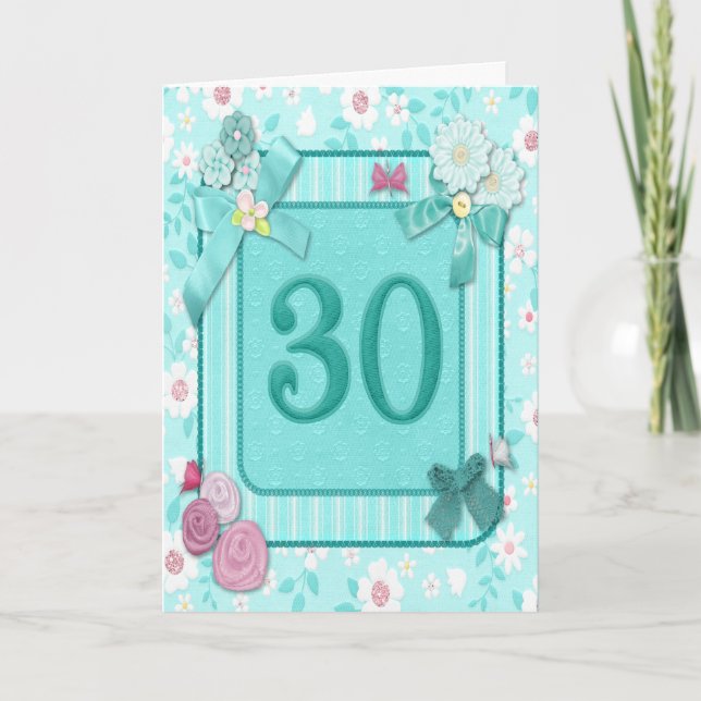 30års födelsedag kort med blommor (Framsida)