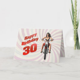 30års födelsedag kort med motorcykelflicka