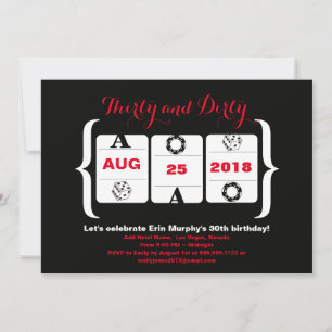 30års födelsedag Kortplats Maskin Dice och Poker C Inbjudningar
