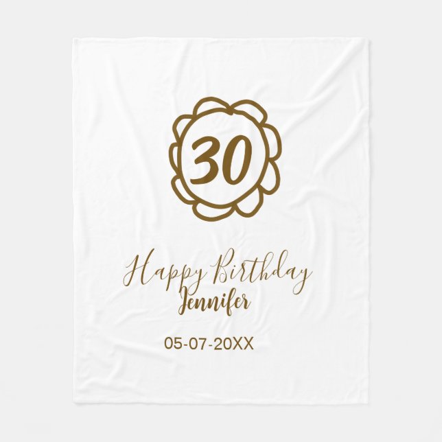 30års födelsedag lägg till namn-datumår för guldbl fleecefilt (Framsidan)