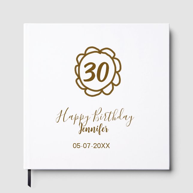 30års födelsedag lägg till namn-datumår för guldbl gästböcker (Framsida)