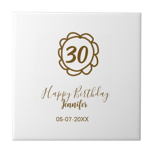 30års födelsedag lägg till namn-datumår för guldbl kakelplatta (Framsidan)