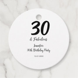 30års födelsedag lägg till namn, datumår svart gåvor etiketter