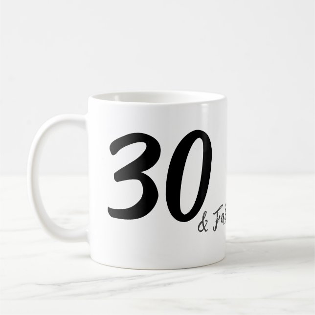 30års födelsedag lägg till namn, datumår svart kaffemugg (Vänster)