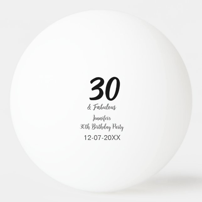 30års födelsedag lägg till namn, datumår svart pingisboll (Framsidan)