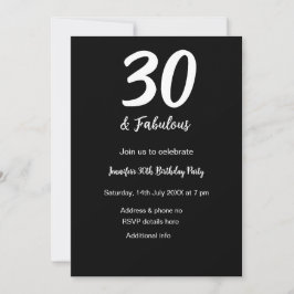 30års födelsedag lägg till namn, datumår svart QR Inbjudningar