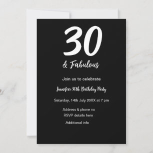 30års födelsedag lägg till namn, datumår svart QR Inbjudningar