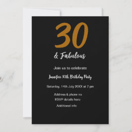 30års födelsedag lägg till namn, datumår svart QR Inbjudningar