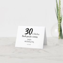 30års födelsedag lägg till namn, datumår svart tack kort