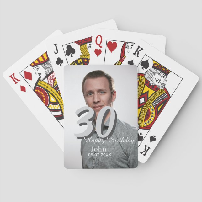 30års födelsedag lägg till namn-datumårsteckenfoto casinokort (Baksidan)