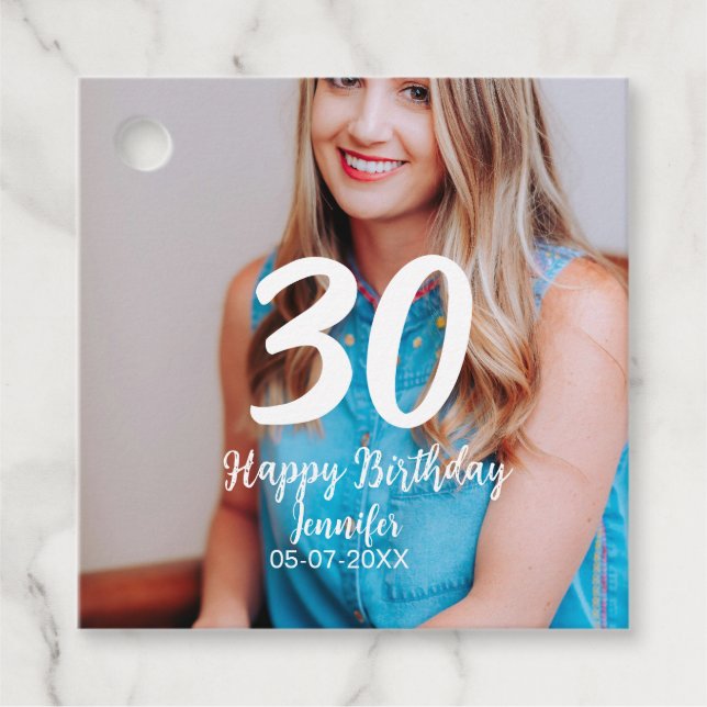 30års födelsedag lägg till namn-datumårsteckenfoto gåvor etiketter (Framsida)