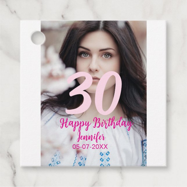 30års födelsedag lägg till namn-datumårsteckenfoto gåvor etiketter (Framsida)