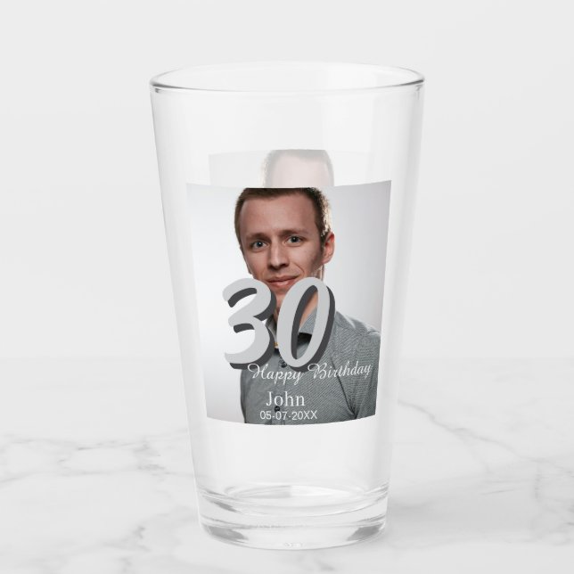 30års födelsedag lägg till namn-datumårsteckenfoto glaskopp (Framsida)