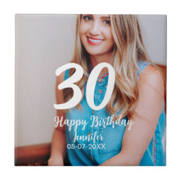 30års födelsedag lägg till namn-datumårsteckenfoto kakelplatta
