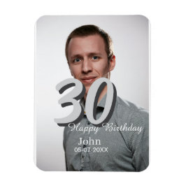 30års födelsedag lägg till namn-datumårsteckenfoto magnet