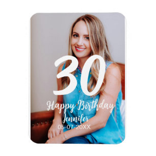 30års födelsedag lägg till namn-datumårsteckenfoto magnet