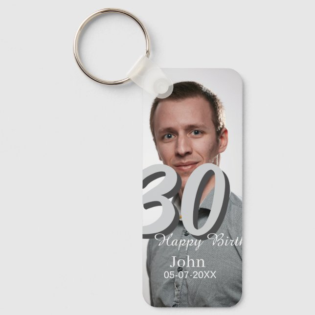 30års födelsedag lägg till namn-datumårsteckenfoto nyckelring (Framsida)