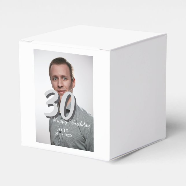 30års födelsedag lägg till namn-datumårsteckenfoto presentaskar (Framsidan Sidan)