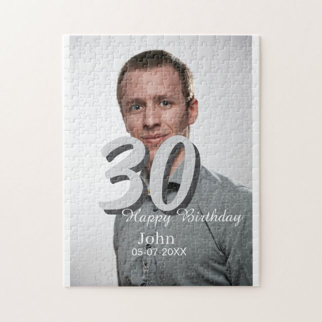 30års födelsedag lägg till namn-datumårsteckenfoto pussel (Vertikal)