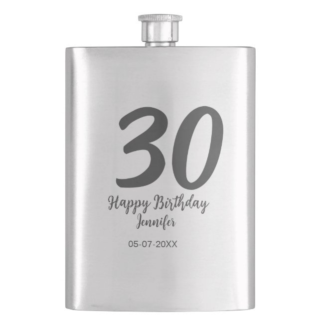 30års födelsedag lägg till svartårsmall för namn fickplunta (Framsidan)