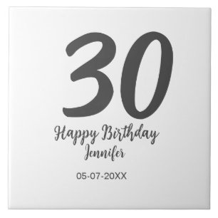 30års födelsedag lägg till svartårsmall för namn kakelplatta