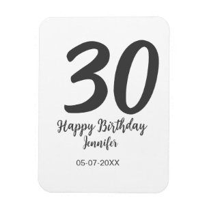 30års födelsedag lägg till svartårsmall för namn magnet
