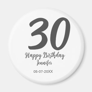 30års födelsedag lägg till svartårsmall för namn magnet