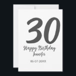 30års födelsedag lägg till svartårsmall för namn spara datumet<br><div class="desc">redigerbar design</div>
