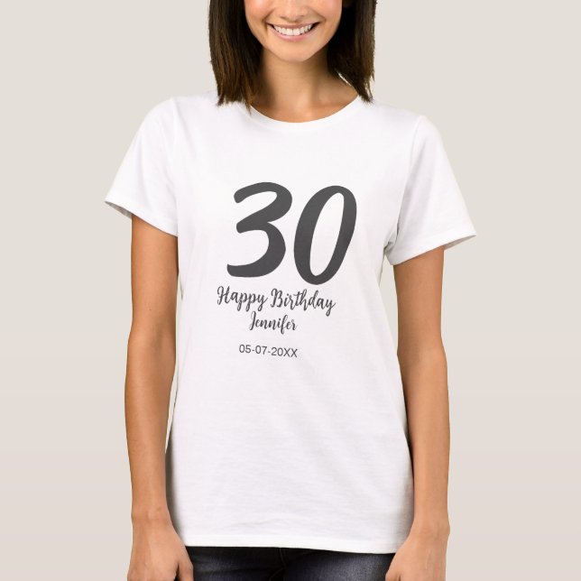 30års födelsedag lägg till svartårsmall för namn t shirt (Framsida)
