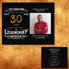 30års födelsedag Legendary Black Guld Retro Flygblad