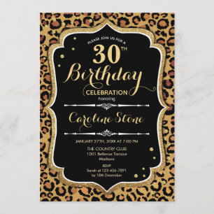 30års födelsedag - Leopard Print Inbjudningar