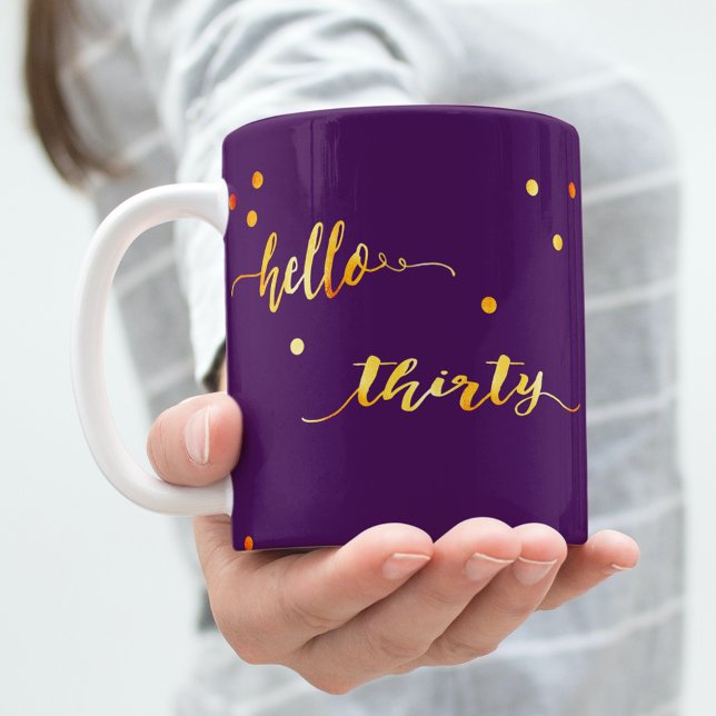 30års födelsedag lila guld hej 30 typografi kaffemugg (Skapare uppladdad)