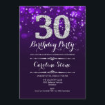 30ÅRS FÖDELSEDAG - LILA SILVER INBJUDNINGAR<br><div class="desc">Inbjudan till 30års födelsedag. Elegantens lila,  vit design med faux glitter silver. Vuxens födelsedag. Har diamanter och skriptteckensnitt. manar eller kvinnor på inbjudan. Perfekt för en snyggt födelsedagsfest. Berätta om du behöver anpassa dig ytterligare.</div>