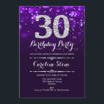 30ÅRS FÖDELSEDAG - LILA SILVER INBJUDNINGAR<br><div class="desc">Inbjudan till 30års födelsedag. Elegantens lila,  vit design med faux glitter silver. Vuxens födelsedag. Har diamanter och skriptteckensnitt. manar eller kvinnor på inbjudan. Perfekt för en snyggt födelsedagsfest. Berätta om du behöver anpassa dig ytterligare.</div>