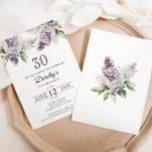 30års födelsedag Lila Vår Lilac Flower Inbjudningar<br><div class="desc">Mjuka vattenfärgslilacs skapar en inbjudan till söt 30års födelsedag under våren. Typografin lägger till en vintage, retrovibe. All text är redigerbar så att du bara kan ange högernas ton. Ni kan lätt byta typsnitt och färg också. Denna inbjudan till 30års födelsedag finns tillgänglig både i traditionell kartong och i en...</div>
