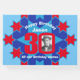 30års födelsedag, ljusblå gäst bok