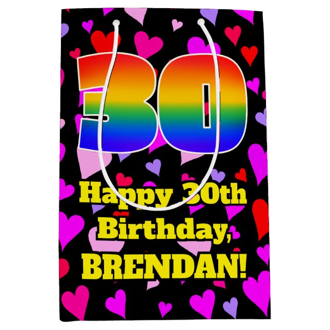 30års födelsedag: Loving Hearts Mönster, regnbåge  (Framsidan)