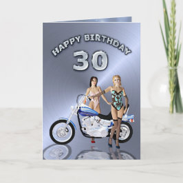 30års födelsedag med flickor och motorcykel kort