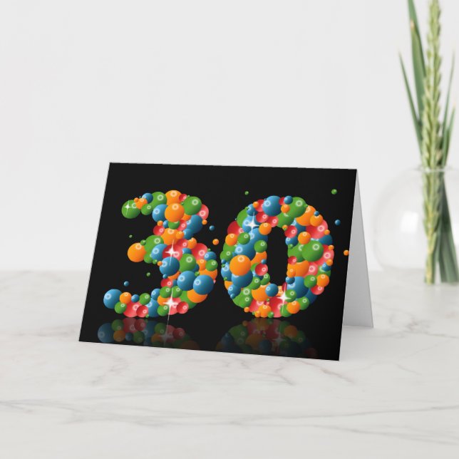 30års födelsedag med siffror från bollar kort (Framsida)