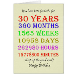 30års födelsedag milstolpar hälsningskort