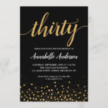 30års födelsedag Modern Guld Confetti Black