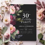 30års födelsedag Modern Moody  Blommigt i Burgundy Inbjudningar<br><div class="desc">Fira din milstolpe med en modern inbjudan till moody 30års födelsedag med rik burgundi och blommigtar. Den här eleganten blandar djupa, dramatiska toner med mjuka, romantiska accenter, perfekt för att ställa in en sofistikerad men inbjudande atmosfär. Den slående blommigten arrangemang tillför en aning lyx, medan contemporaryns layout behållor den snyggt...</div>