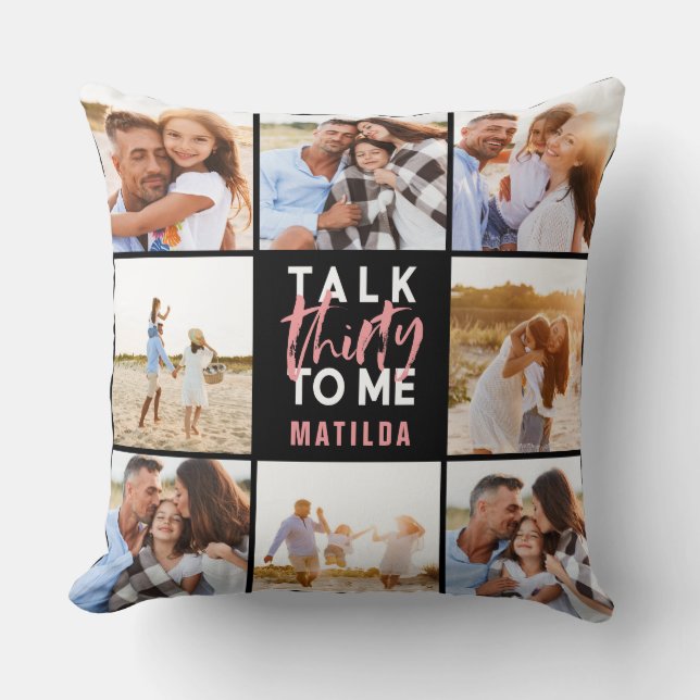 30års födelsedag modern multifoto-rosa giglitig kudde (Framsida)