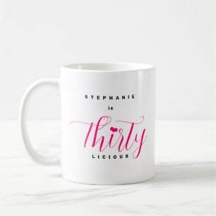 30års födelsedag Modern Trettylicious Rosa Text Co Kaffemugg