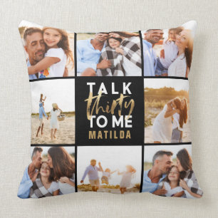 30års födelsedag moderna multifoto guld-skript kudde