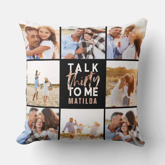 30års födelsedag moderna multifoto-rosa-gips kudde (Framsida)