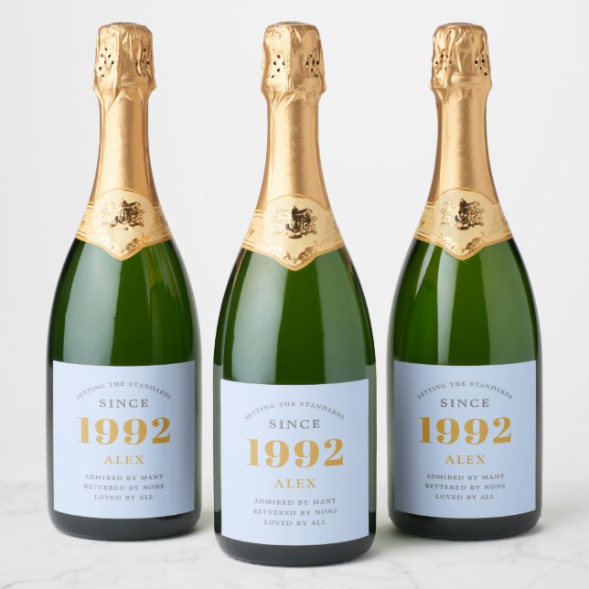30års födelsedag Namn 1992 Blått Grått Elegant Chi (Flaskor)